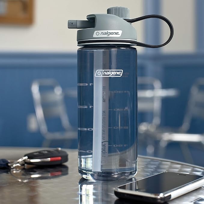 Nalgene Sustain Tritan BPA-Free MultiDrink Water Bottle Made with Material Derived from 50% Plastic Waste, 20 OZ, Red