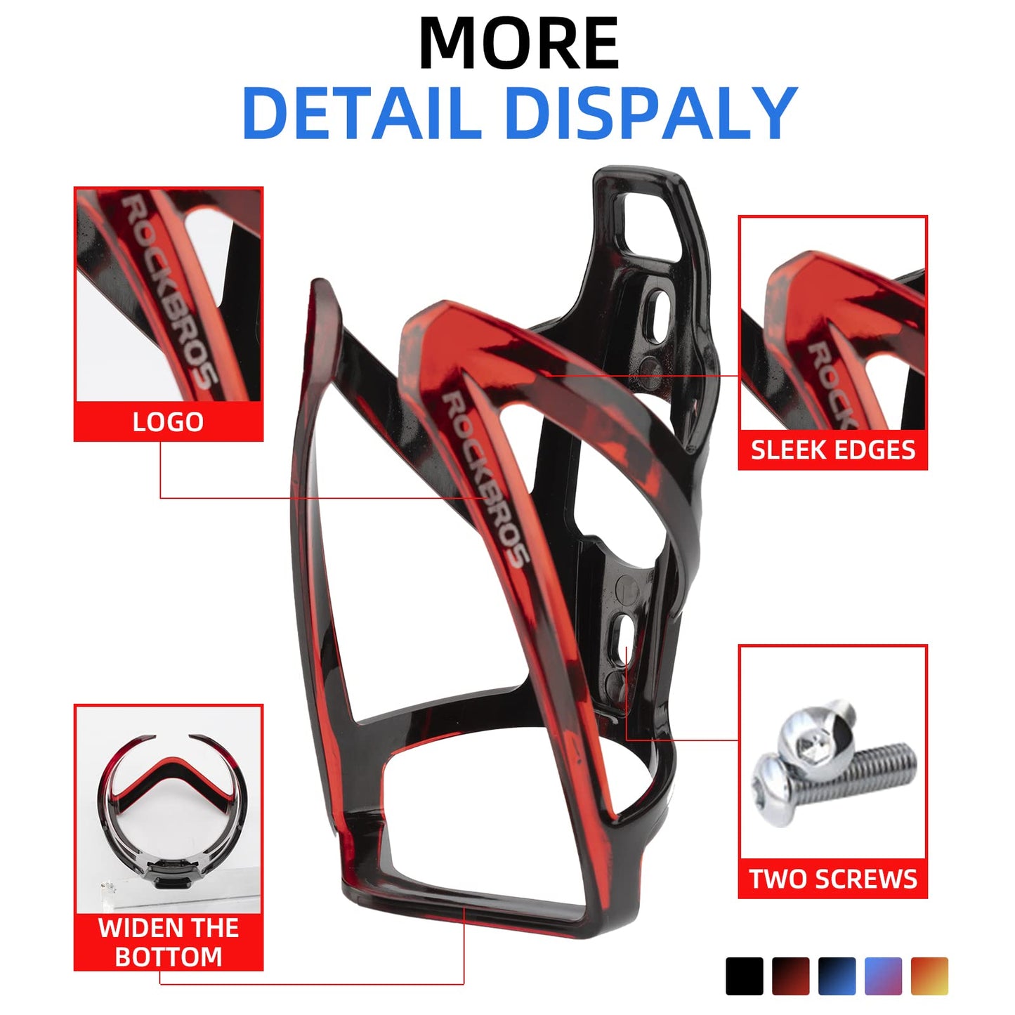 ROCKBROS Bike Water Bottle Holder Ultra-Light Bicycle Bottle Cages with Screws Tool, Universal Bike Cup Holder for Road MTB Mountain Bikes Cycling Accessories(2 Pack)