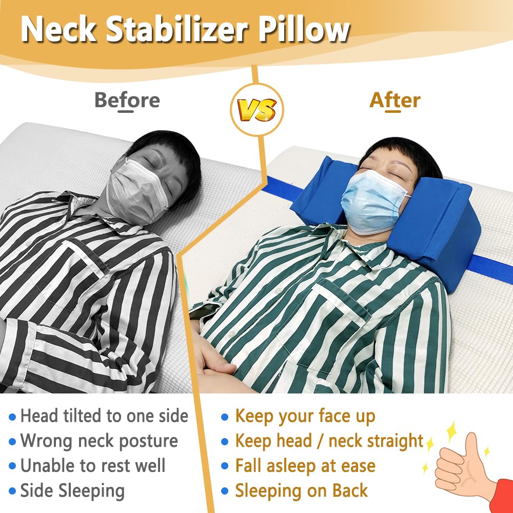 AOSSA Wheelchair Headrest Neck Stabilizer Head Support Pillow for Recliner High Back Wheelchair Head Positioning Wedge Neck Support Positioner Keep Head Straight Medical Foam Wedge