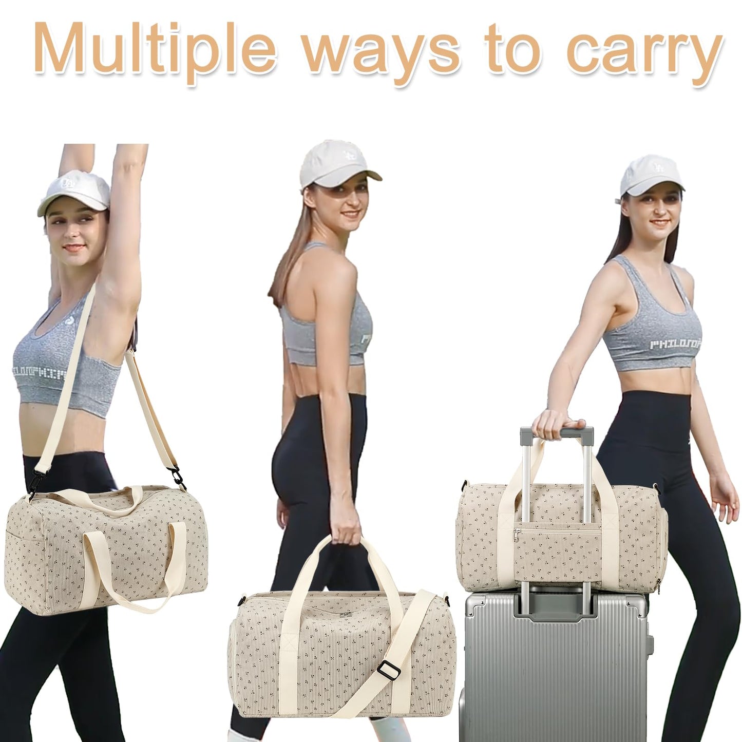 BLUBOON Duffle Bag Girls Kids Cute Gym Bag with Shoes Compartment & Wet Separation Waterproof Sports Overnight Travel Bag
