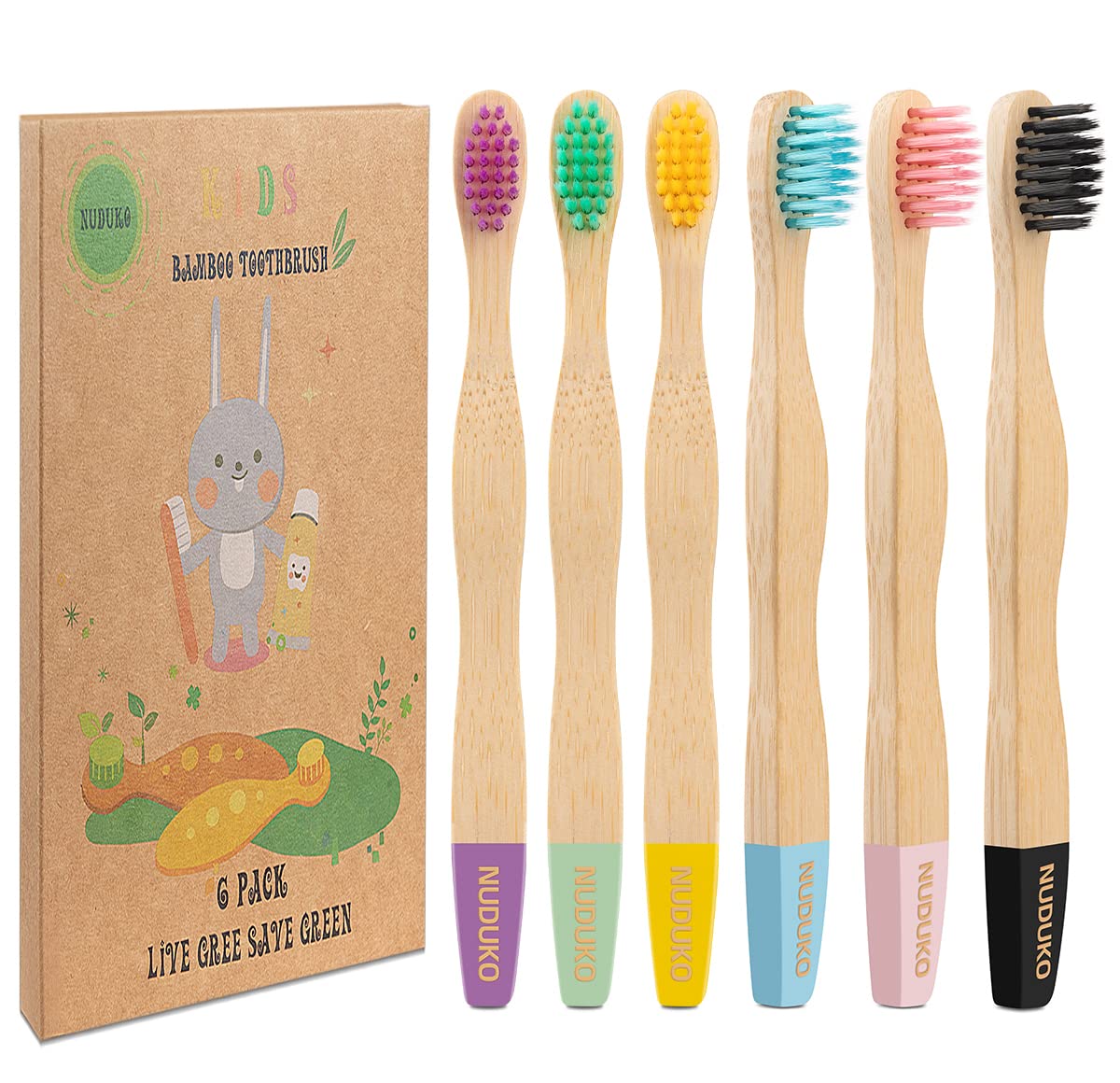 Biodegradable Bamboo Toothbrushes, 10 Piece BPA Free Soft Bristles Toothbrushes, Natural, Eco-Friendly, Green and Compostable