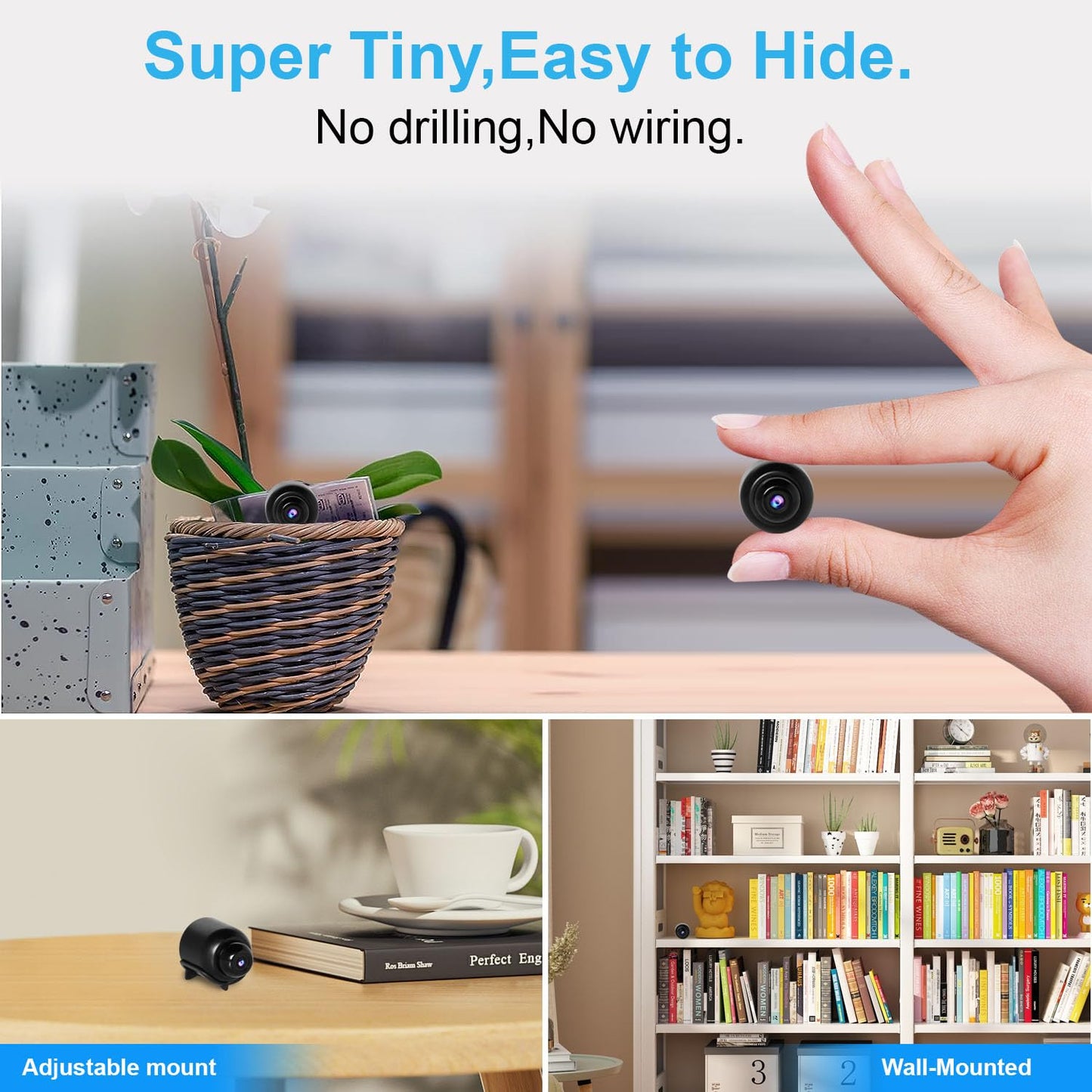 Smallest Wireless WiFi IP Camera,HD1080P Concealed Mini Camera with Video Recording Live Feed,Baby Monitor,Nanny Cam,with Night Vision,Motion Detection,Cloud Storage for Security with iOS Android APP