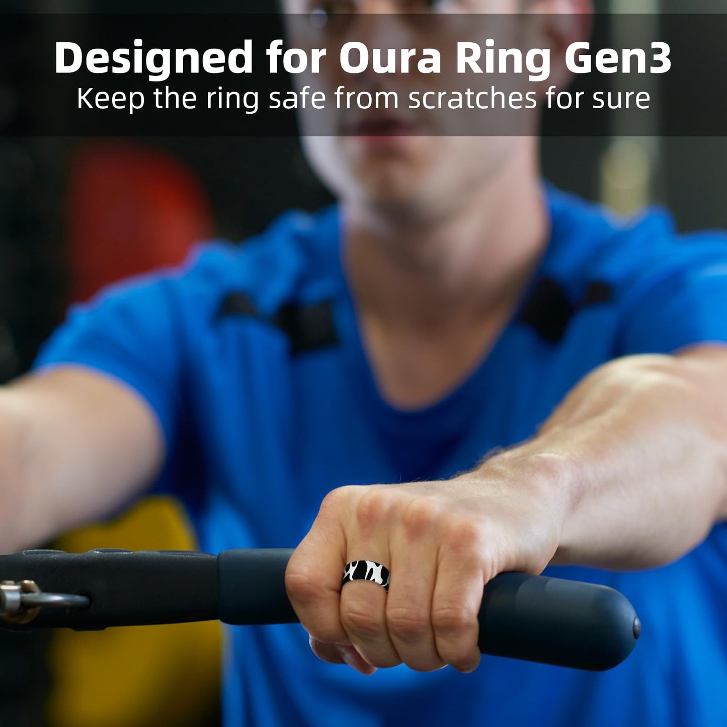 Wawoday Silicone Ring Protector Compatible with Oura Ring, Elastic Ring Cover for Oura Ring Gen 3 for Working Out (Cow, S (6/7/8/9/10))
