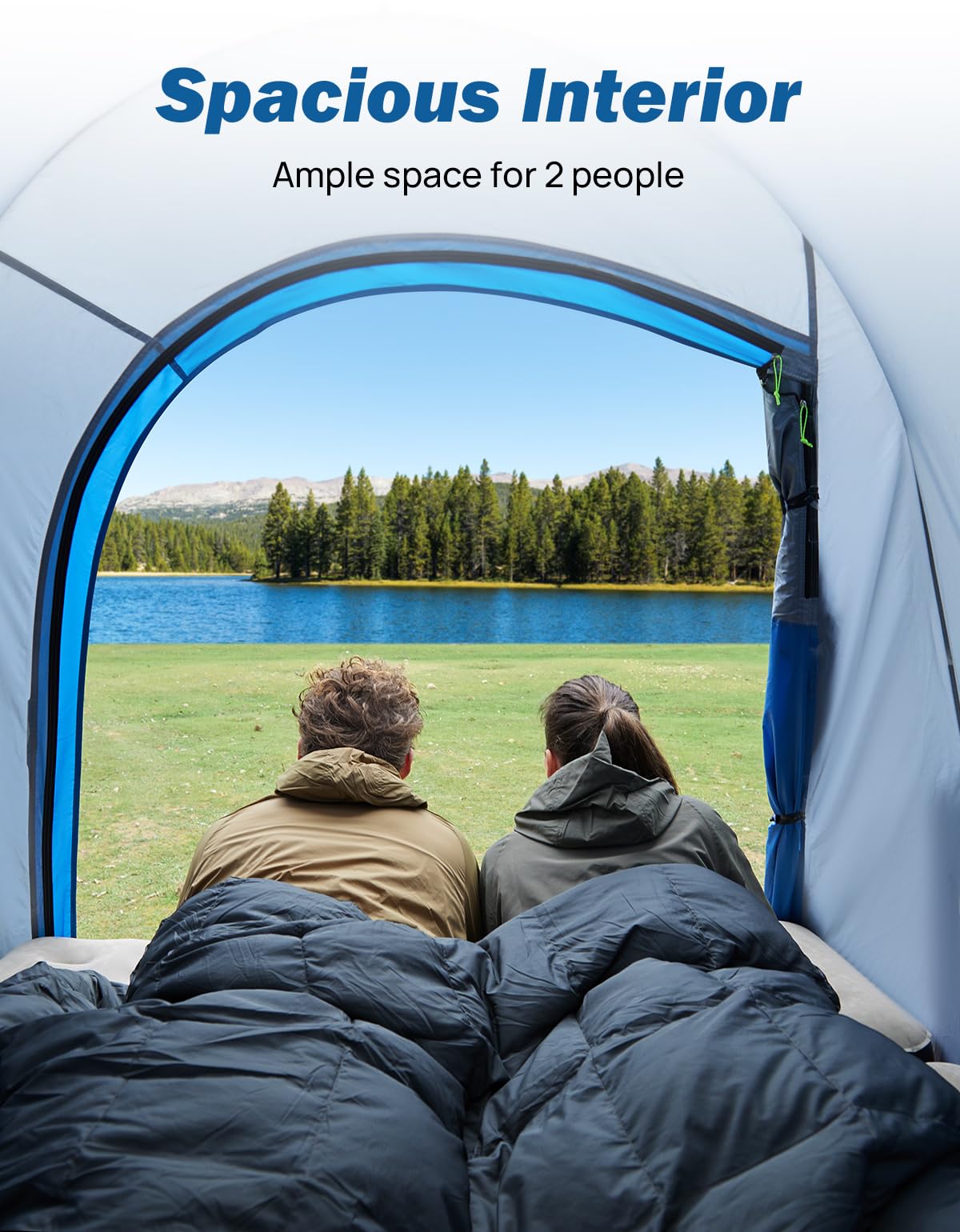 JOYTUTUS Truck Tent, Portable Truck Bed Tent for 5.5'-5.8' with Rainfly, Truck Tent with Fiberglass Pole, Waterproof PU2000mm Double Layer for 2 Person - Blue