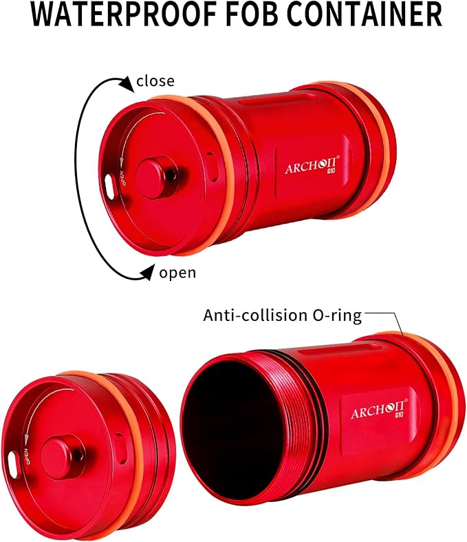 ARCHON Aluminum Alloy Waterproof Car Key Holder FOB Case, Keychain Dry Storage Box for Swimming,Diving Essential, Small Bag Kit for Boating