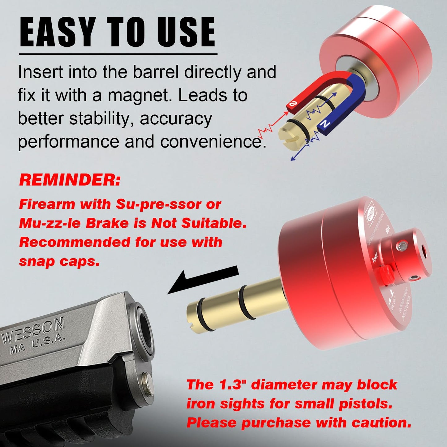 Angeebin Advanced Laser Training Cartridge and Boresighter Two-in-One Dual-Purpose for 9mm/.357/.38spl to Boresighter and Dry Fire Practice