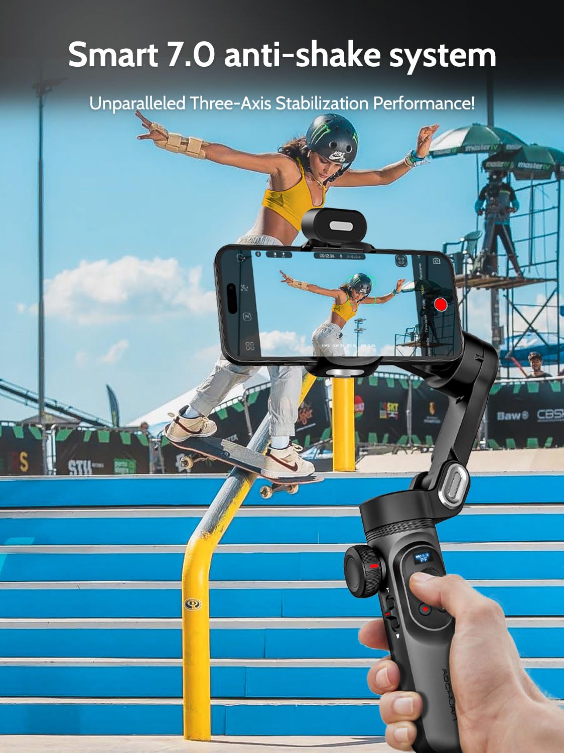 AOCHUAN 3-Axis Gimbal Stabilizer for Smartphone Smart X Pro Kit & P03 RGB Magnetic Fill Light