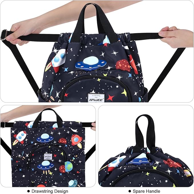 Dry Wet Drawstring Backpack with Shoe Compartment for Women Adjustable Gym Bag