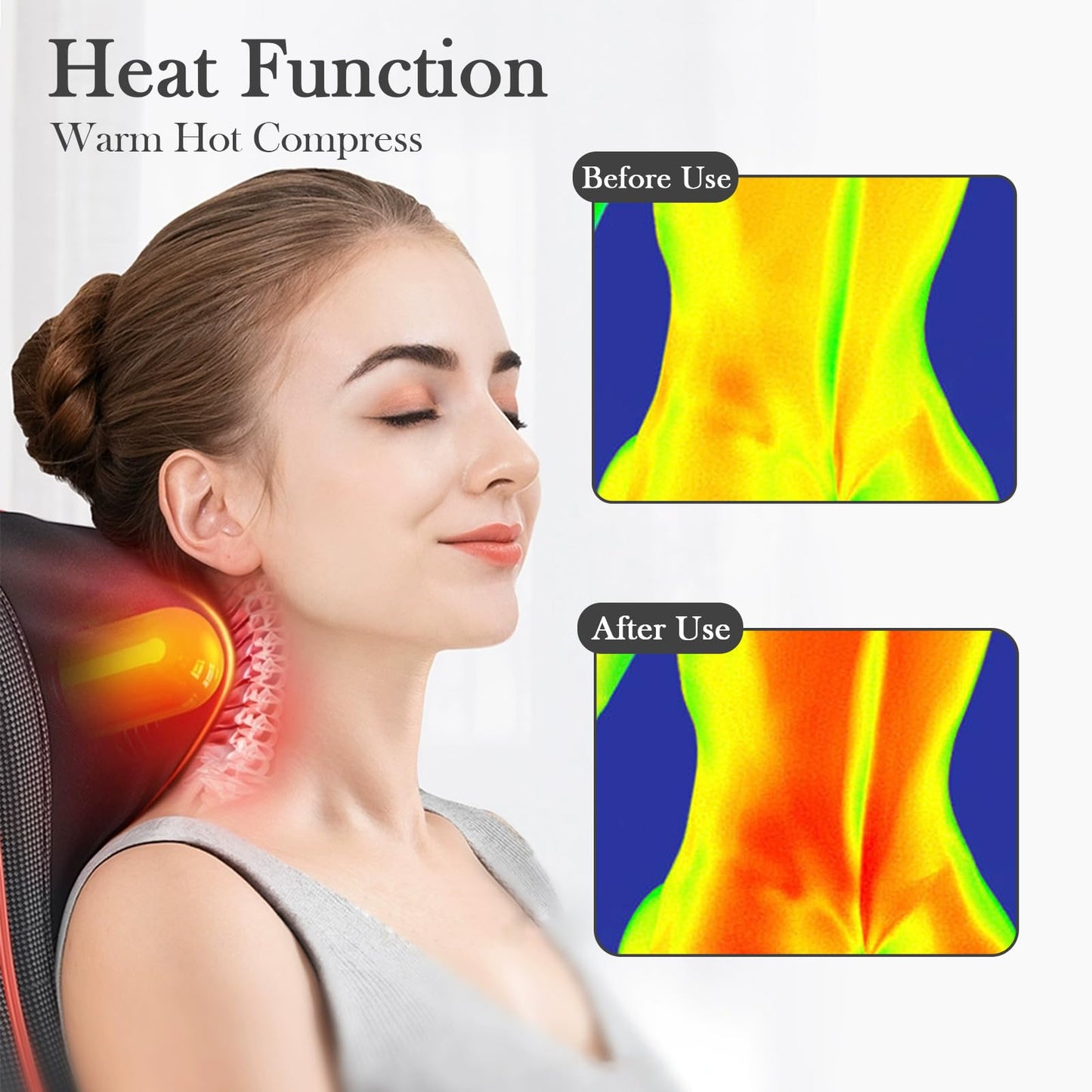 Back Massager with Heat, Shiatsu Neck and Back Massager for Pain Relief Deep Tissue, 3D Deep Kneading Cushion Massage for Neck Shoulder Legs, Suitable for Office and Home, Gifts for Men Women