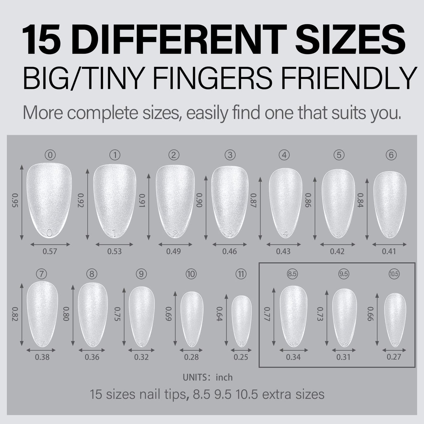 AILLSA Almond Nail Tips 450pcs Soft Full Cover Gel Nails Tips Matte Pre-shaped Press On False Extension Gelly Nail Tip for Acrylic Nails Professional, 15 Sizes Medium Nails Tip for Beginners