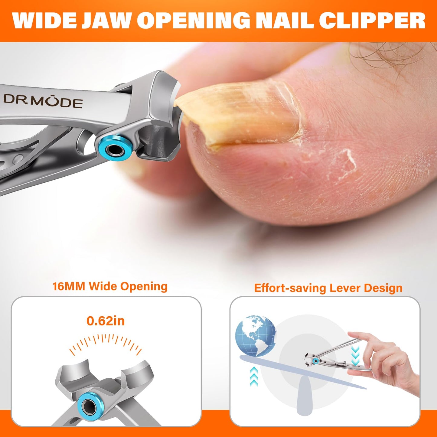 Toenail Clippers for Seniors Thick Toenails, Heavy Duty Large Toe Nail Clippers for Men Thick Nails with Wide Opening, Sharp Ingrown Toenail Clippers Nail Cutter Long Handle with Slanted Curved Blade