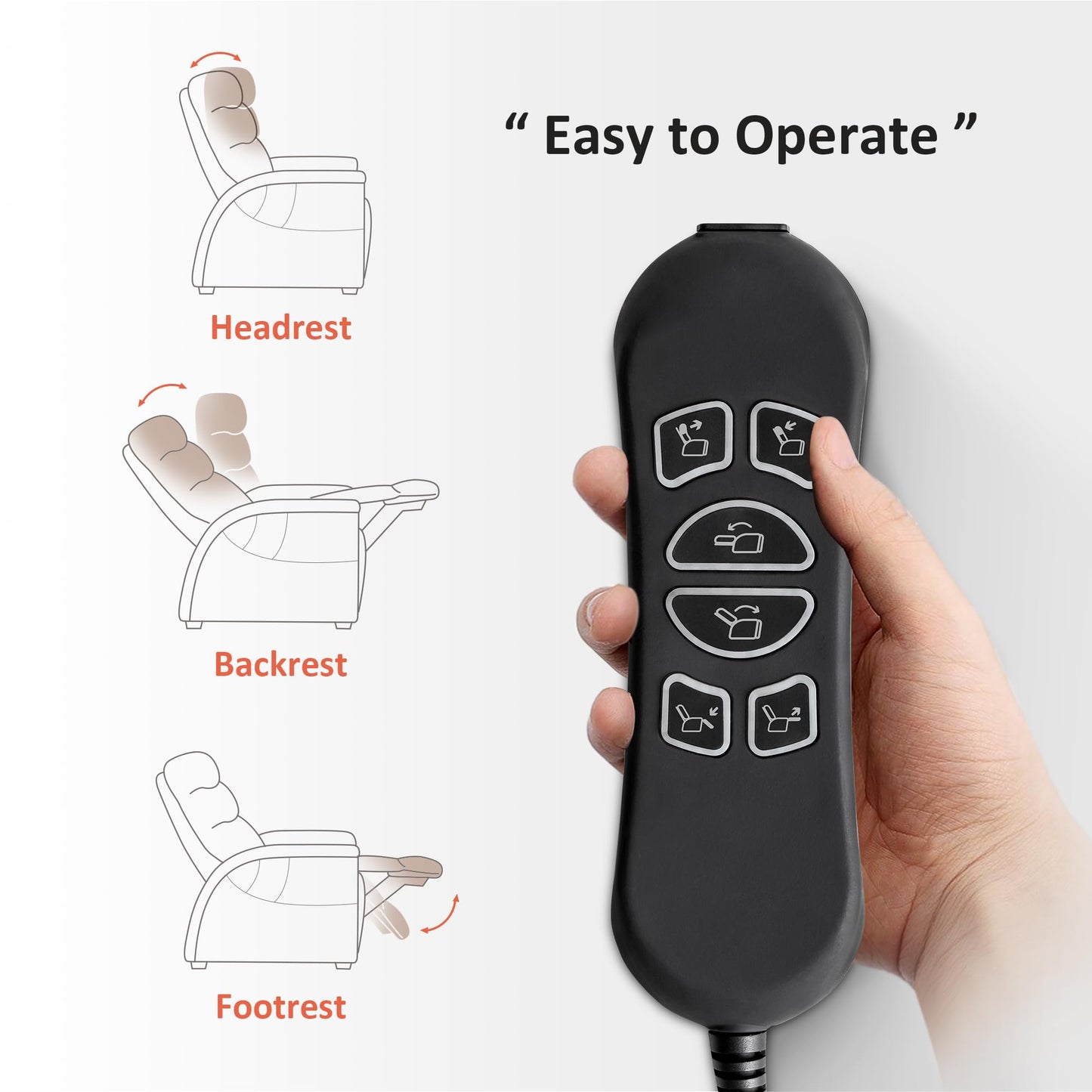 MCombo Power Zero Gravity Recliner Chair with Adjustable Headrest for Living Room, Fabric ZG334 (Neutral Grey)