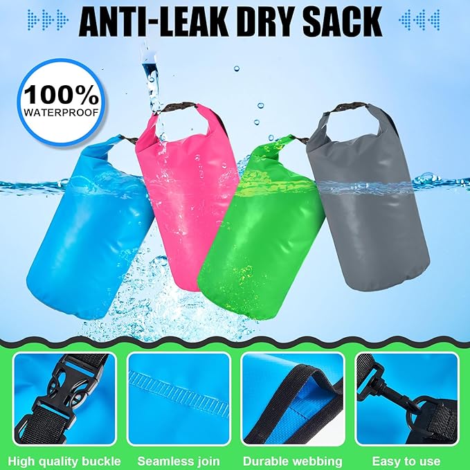 Shappy 4 Pcs Waterproof Dry Bag Floating Waterproof Dry Bag Backpack Durable Lightweight PVC Marine Dry Bags for Travel Kayaking Rafting Boating Swimming Camping Hiking Fishing(10 L)