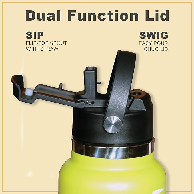 Maui Pickleball Co.™ Pickleball Water Bottle 32oz Pickleball Gifts Insulated Stainless Steel Water Bottle Funny Water Bottle PickleBall Accessories Sip/Straw Lid Pickleball Bottle (Black Lava)