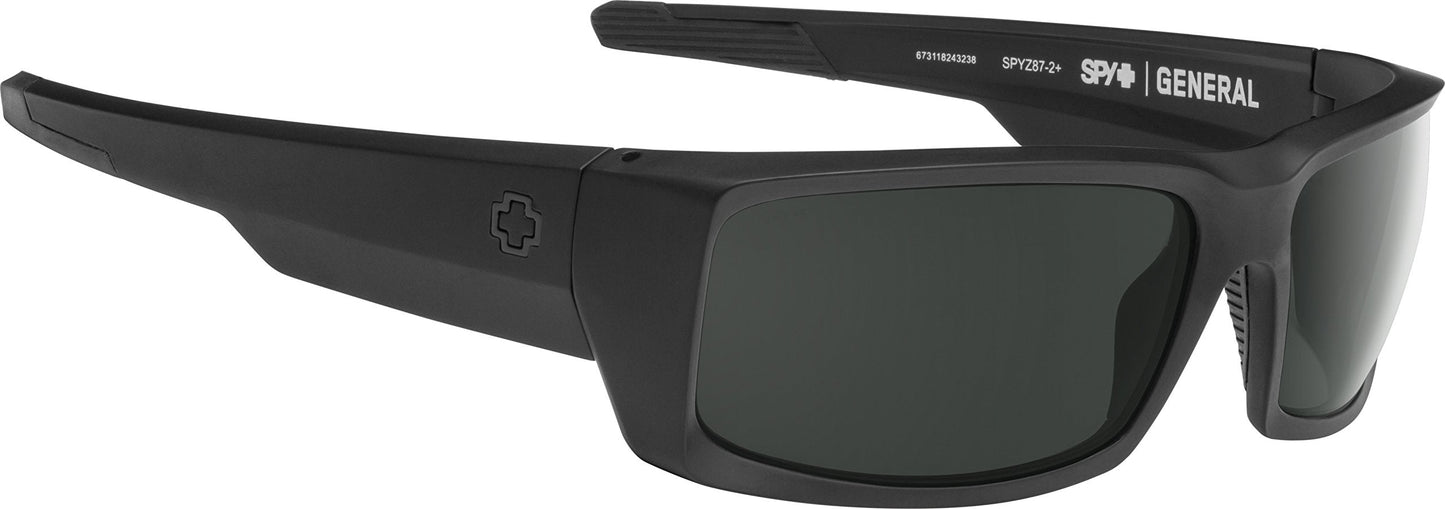 Spy Optic Men's General Rectangular Sunglasses, Ansi Matte Black/Gray, 60 mm