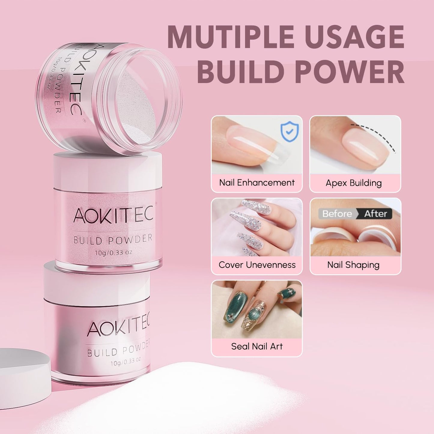Aokitec 36 Pcs Dip Powder Nail Kit Starter, 20+1 Clear Nude Pink Brown Glitter Colors Dipping Powder Set with Dip Base Activator Top Coat Brush Saver Dip Liquid Set Clear Build Powder for Salon Gift