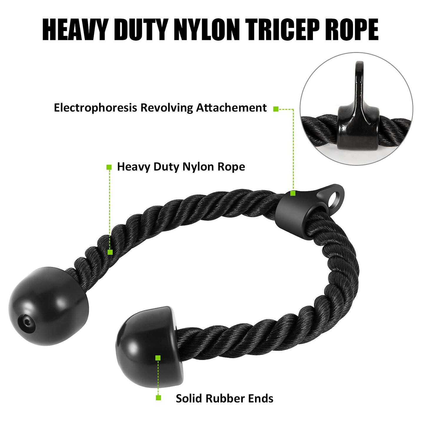 DYNASQUARE Cable Attachments for Home Gym, Made of Heavy Duty Solid Steel, LAT Pulldown Attachment, Weight Machine Accessories, Straight Pull Down Bar, Tricep Rope, Exercise & Double D Handle