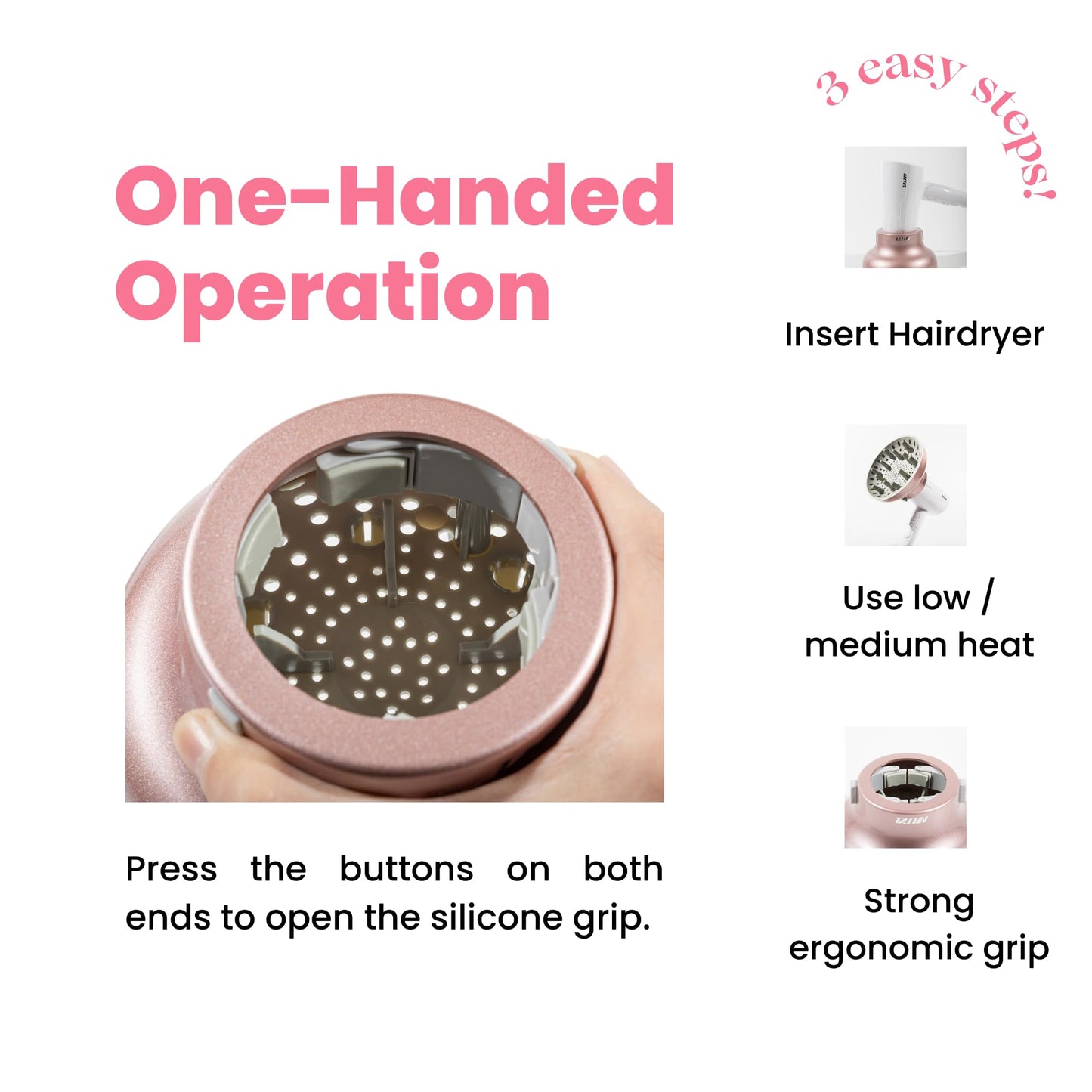 Universal Hair Diffuser “Super Sturdy” 1.7 Inch to 2.6 Inch for Natural Curly and Wavy Hair, Hair Dryer Attachment (White)