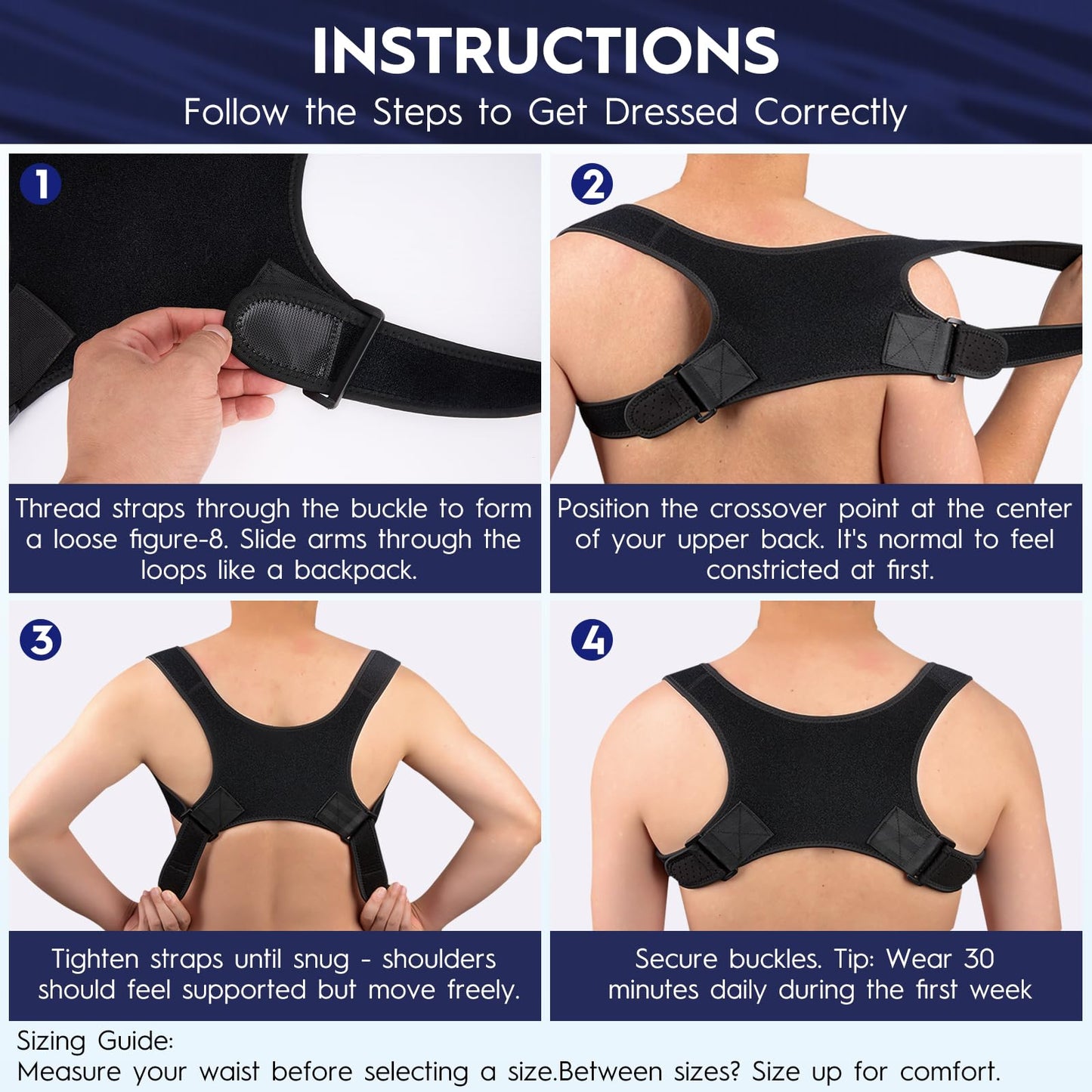 Aokyoo Back Brace Posture Corrector for Men and Women - Bionic System Newly Adjustable Upper Back Support Shoulder Posture Brace, Back Straightener Neck Pain Relief