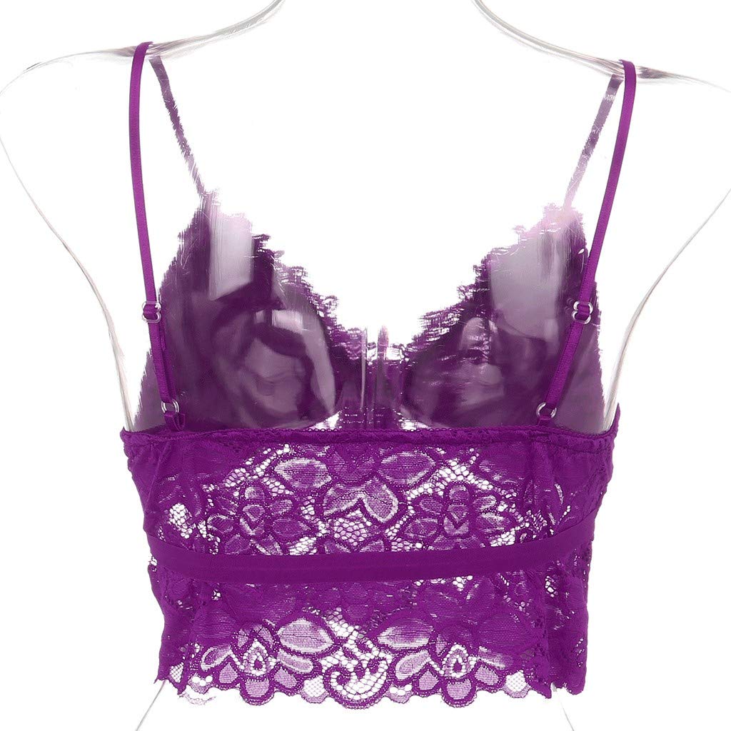 Aniywn Sexy Women Underwear Solid Color Lace Patchwork Vest Crop Wire Free Bra Tank Tops Blouse