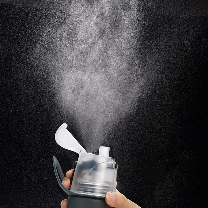 Linowos Drinking and Misting Sports Water Bottle, Non-Toxic BPA Free, Fast Water Flow Opens with 1-Click, Portable Leak-Proof Spray Cup for Cycling Fitness Camping Hiking Outdoor