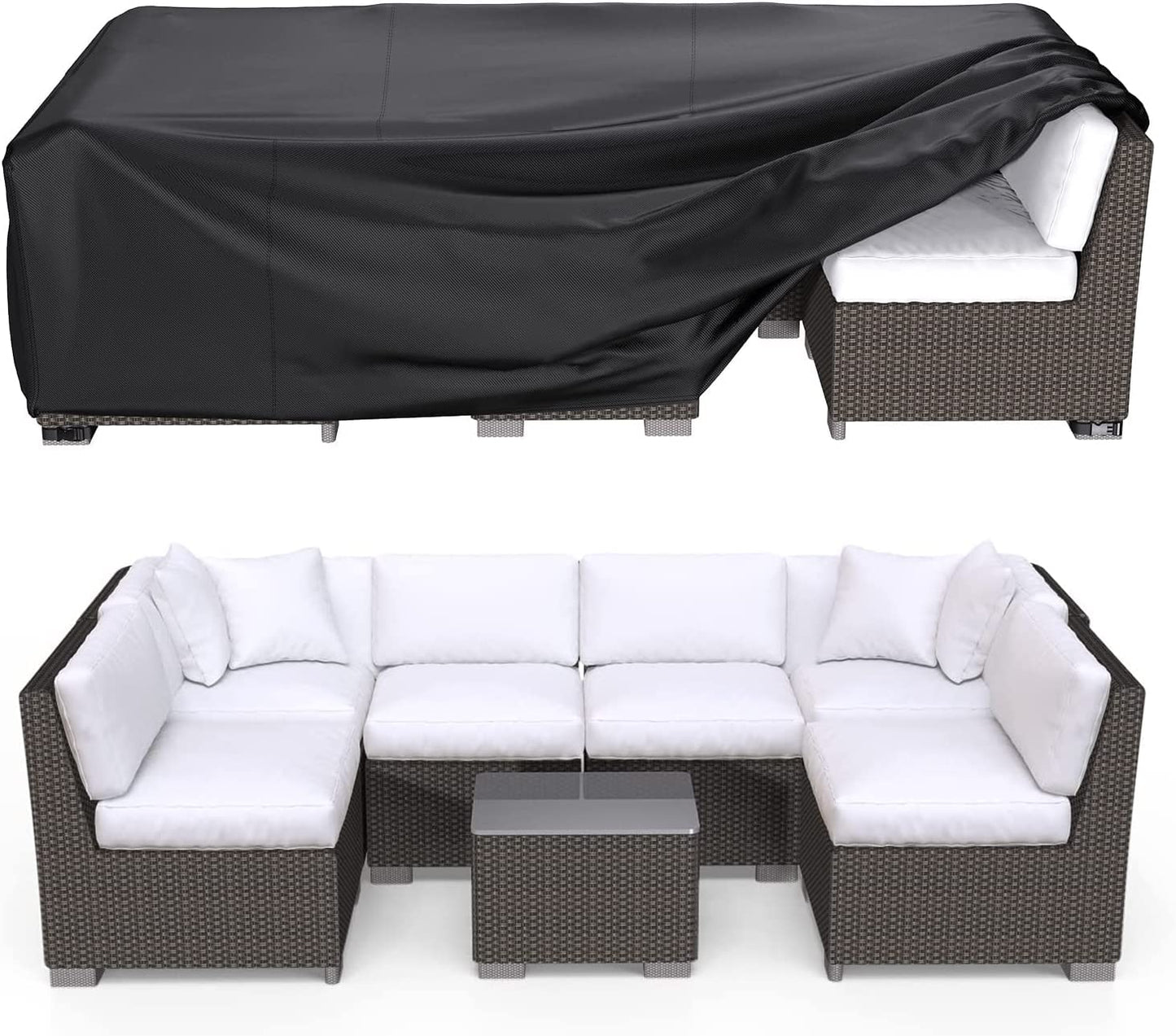 BROSYDA Patio Furniture Covers, Heavy Duty Outdoor Furniture Cover Waterproof, Sectional Sofa Set Covers Table and Chair Set Cover, 74"L×47"W×28"H