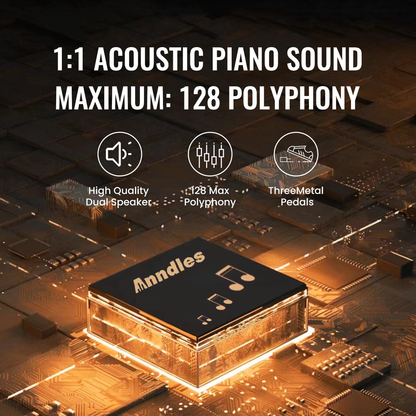 Anndles Keyboard Piano,Digital Piano Weighted For Beginner,Electric Piano 88 Keys,USB MIDI and Headphone Jack,Three Pedal