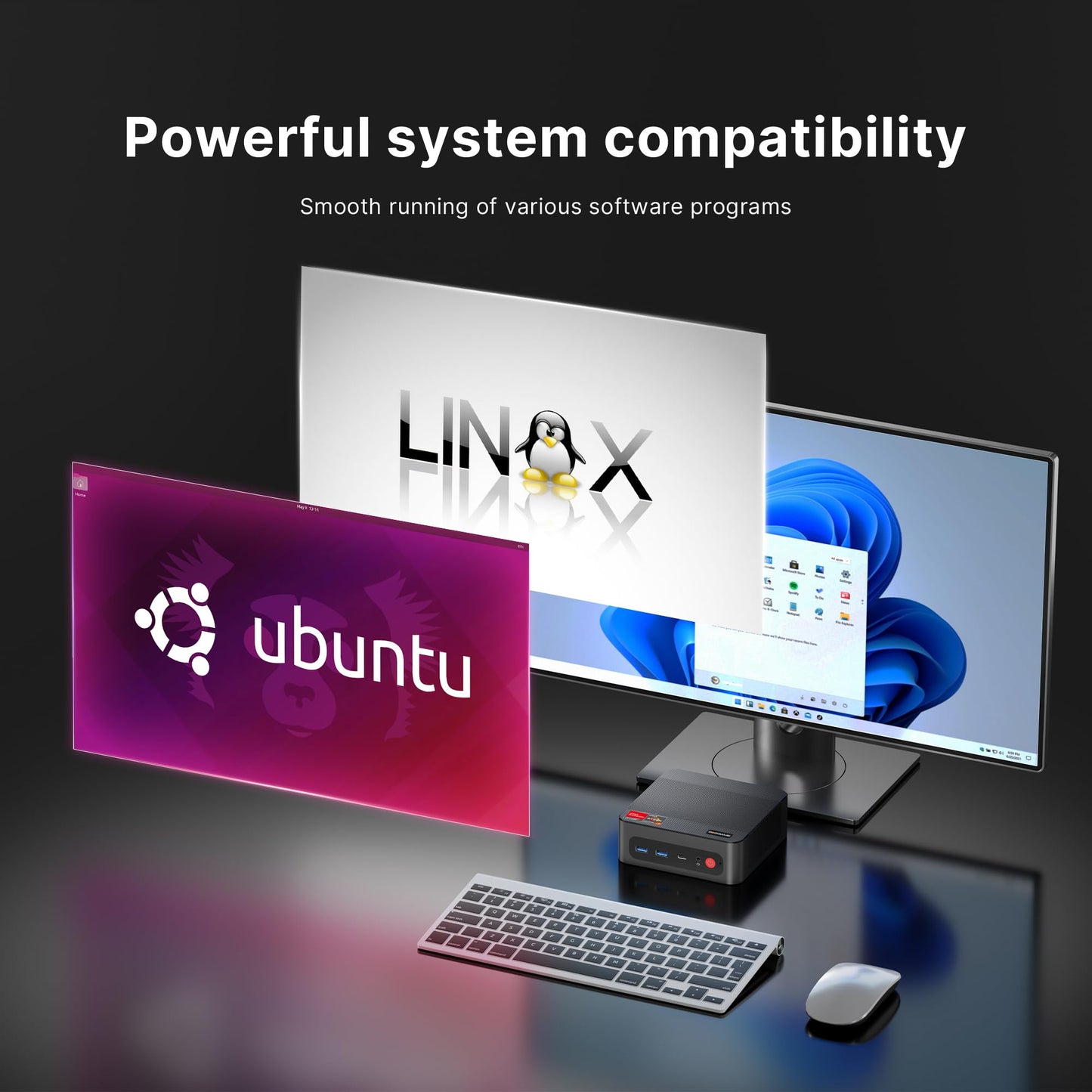 BOSGAME P4 Light Gaming Mini PC, Ryzen 7 5825U, 32GB RAM 1TB SSD, 11 Pro Triple 4K 60HZ Displays Desktop Computers, Support PS3 Emulator Micro PC, HDMI+DP+Type-C, WiFi 6E, BT5.2, Dual 2.5GbE LAN