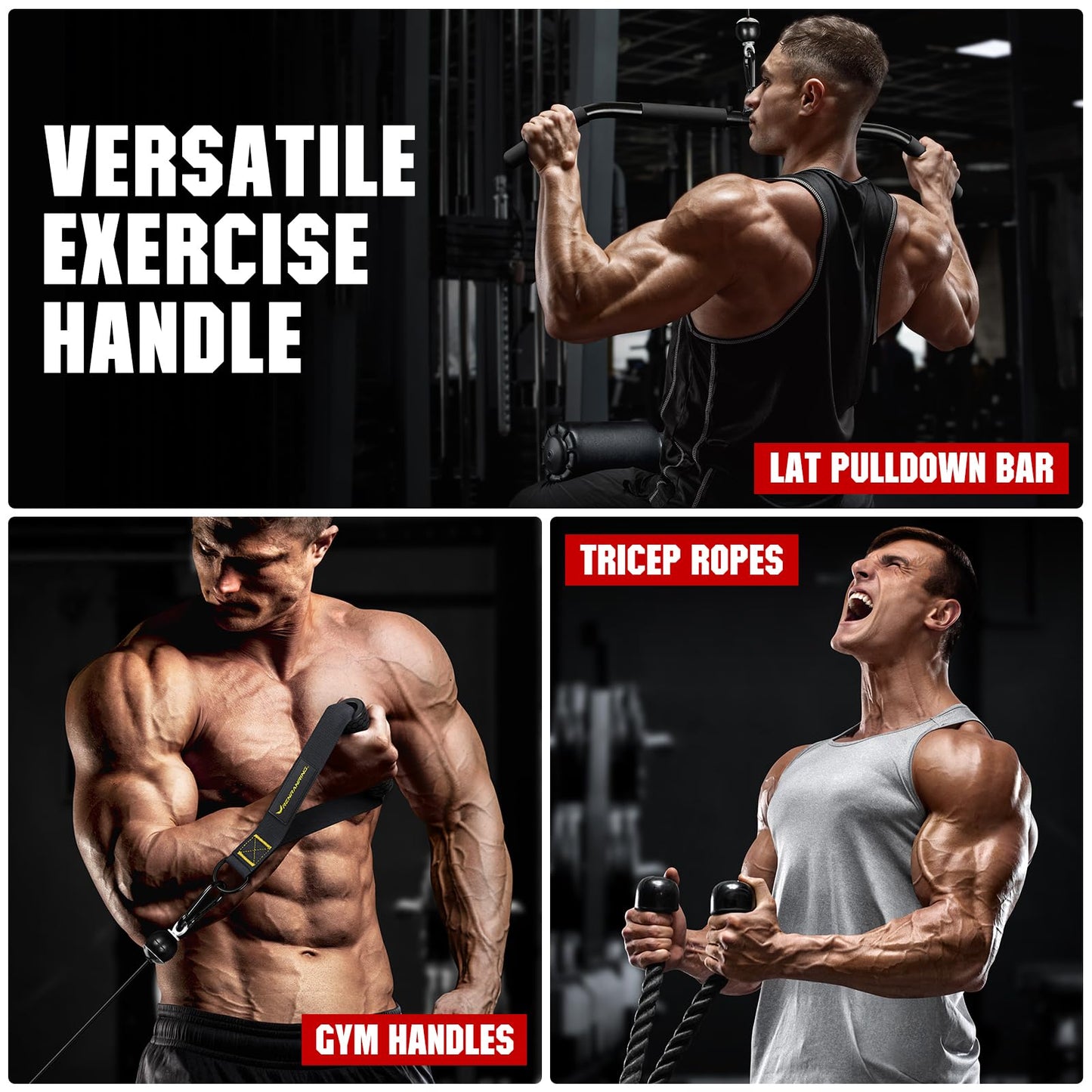 RENRANRING Weight Cable Pulley System Gym, Upgraded Cable Pulley Attachments for Gym LAT Pull Down, Biceps Curl, Tricep, Arm Workouts - Weight Pulley System Home Gym Add On Equipment