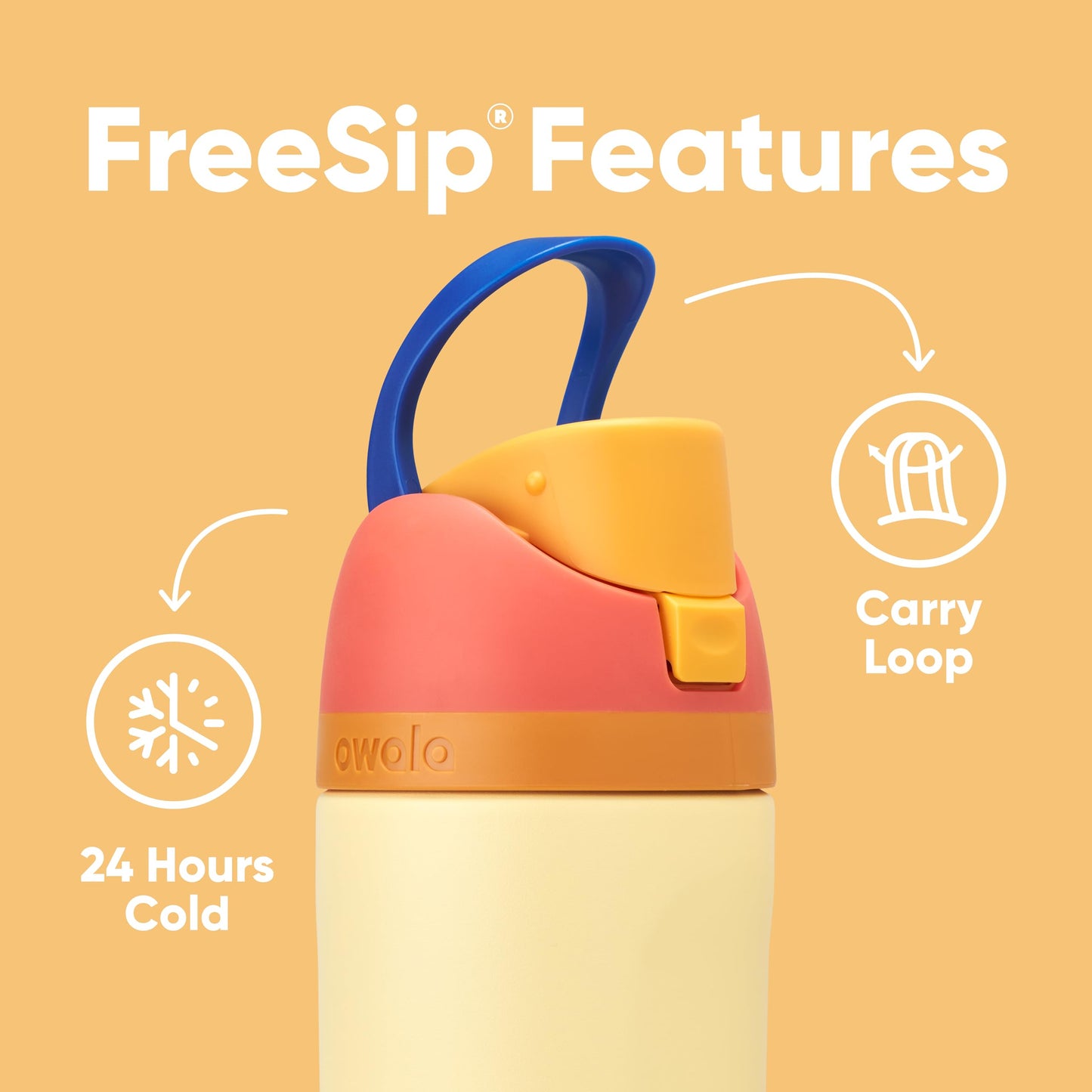 Owala Kids FreeSip Insulated Stainless Steel Water Bottle with Straw, BPA-Free Sports Water Bottle, Great for Travel, 16 oz, Misty Horizon