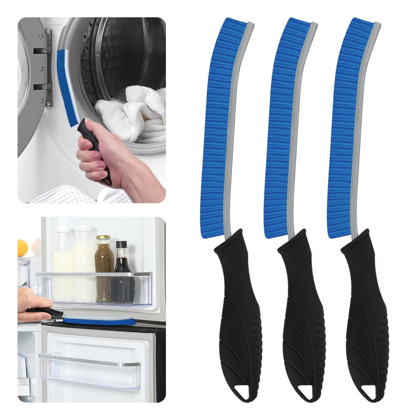 SXhyf Hard Bristle Crevice Cleaning Brush - Multifunctional Gap Cleaning Brush, Bathroom Cleaning Tools, Grout Brush, Crevice Cleaning Supplies for Household Use, Kitchen, Window, Vehicle (3, Black)