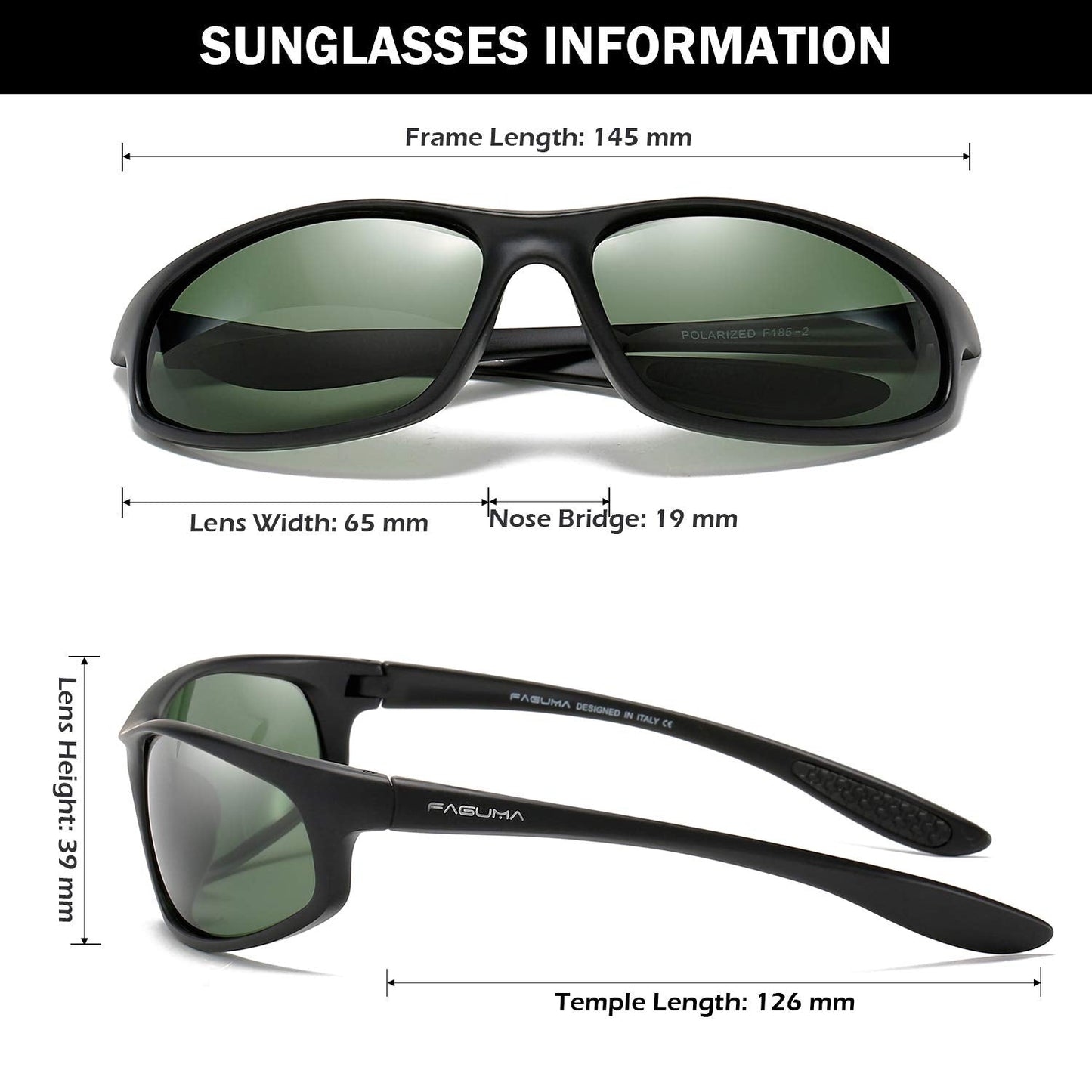 FAGUMA Polarized Sports Sunglasses For Men Cycling Driving Fishing 100% UV Protection