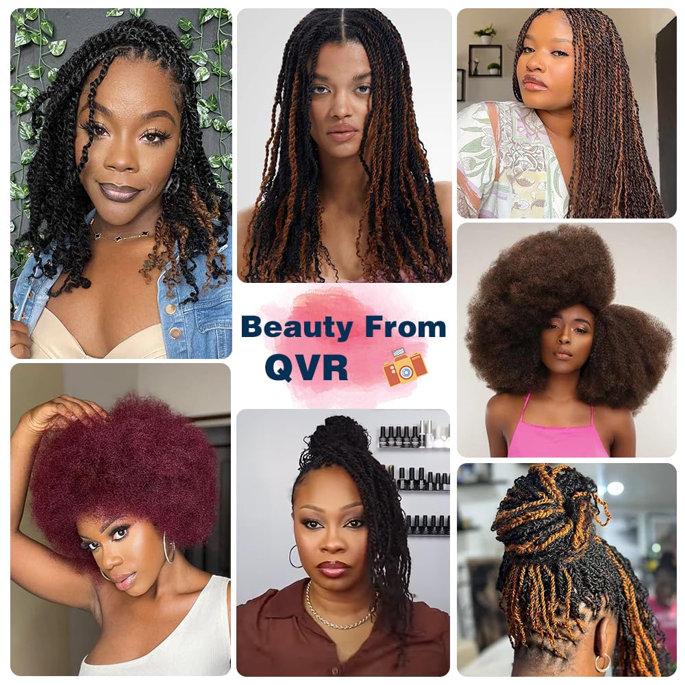 QVR Afro Kinkys Bulk Human Hair for Dreadlock Extensions Repair Locs, Twist Braiding Afro Kinky Human Hair for Locs 1 Pack 50 Gram