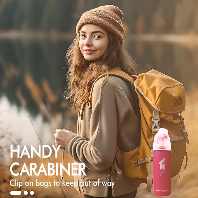 Linowos Drinking and Misting Sports Water Bottle, Non-Toxic BPA Free, Fast Water Flow Opens with 1-Click, Portable Leak-Proof Spray Cup for Cycling Fitness Camping Hiking Outdoor