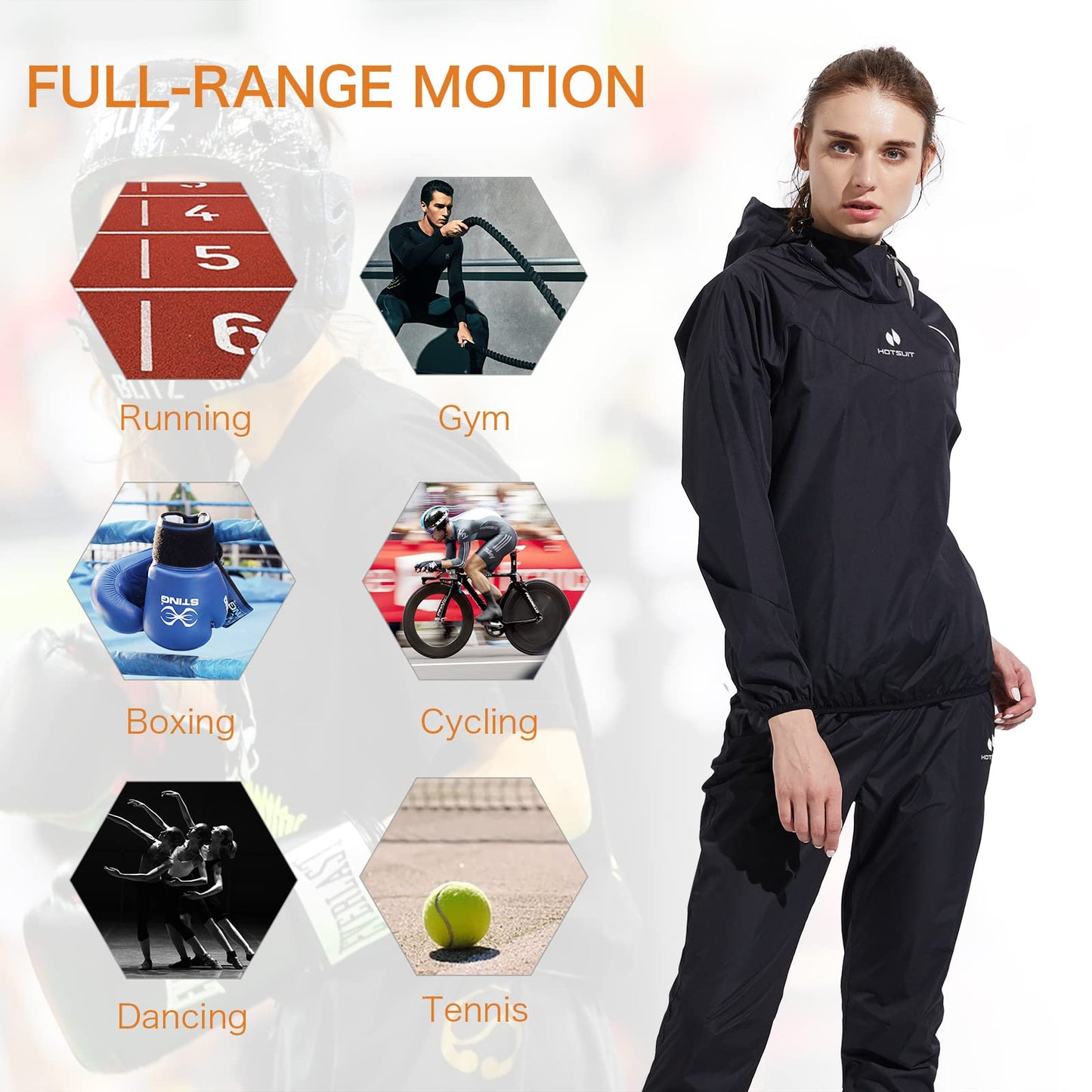 HOTSUIT Sauna Suit Women Weight Loss Boxing Gym Sweat Suits Workout Jacket, Black, S