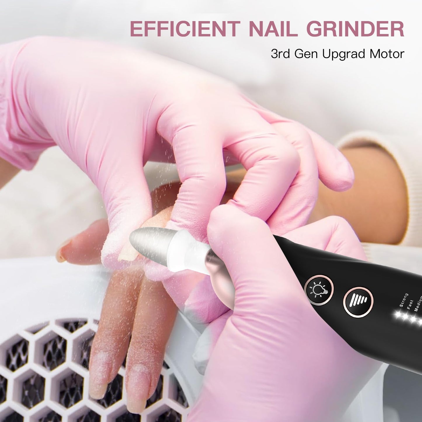 AOMEES Electric Nail File Kit, Rechargeable Professional Manicure Pedicure Kit, 5 Speeds Hand Foot Care Tool for Nail Grind Trim Polish - with 100Pcs Fine Grit Nail File Sanding Tape