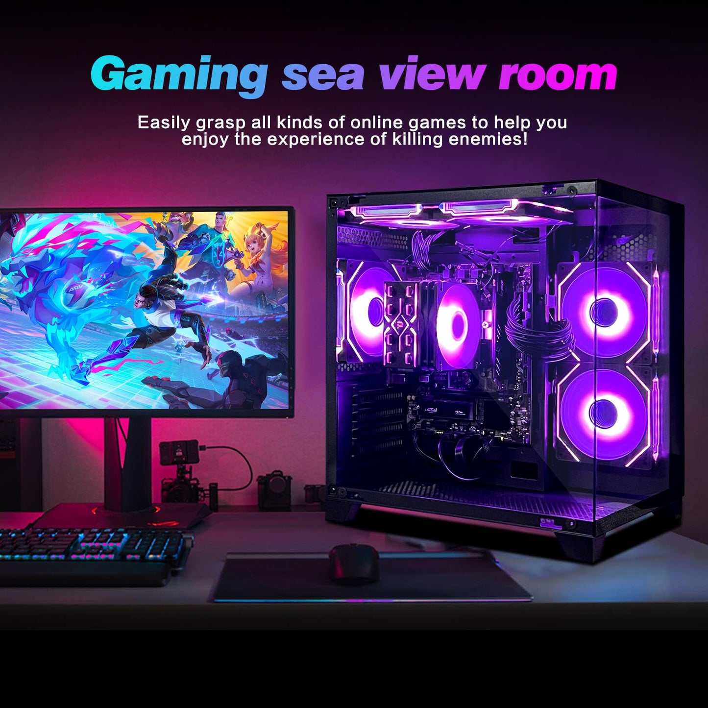 AEXPXO PC Desktop,AMD Ryzen 5 5600GT 3.6GHz,16GB DDR4 RAM 3200MHz,1TB NVME SSD,Supply WiFi/Bluetooth Support for Office, Light Entertainment, Video Editing