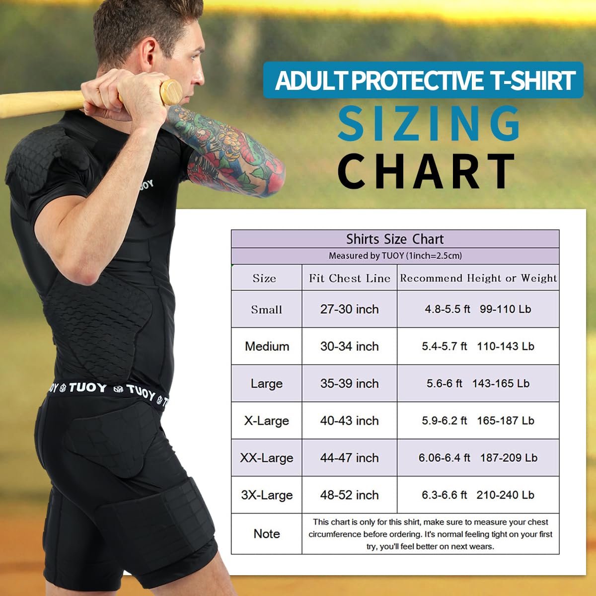 Dialudon Men's Padded Compression Shirt Football Rib Protectors for Baseball Football Basketball Paintball Protective Gear Black