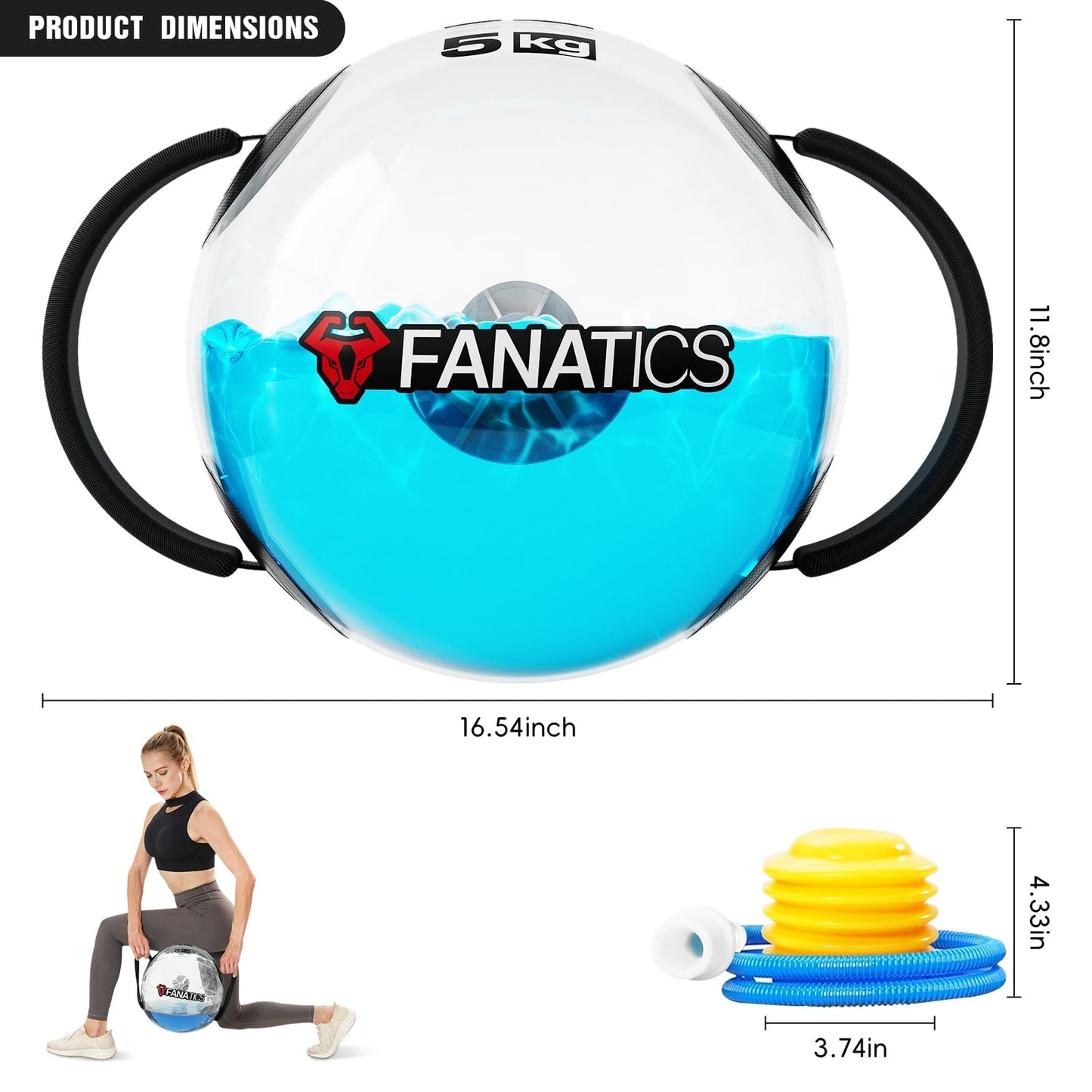 FANATICS Aqua Bags Training Power Bag Water Sandbag with Water Weight, Adjustable Water Filled Weight Balance Trainer, Sandbag Kettlebell Alternative Portable Strength Training Equipment