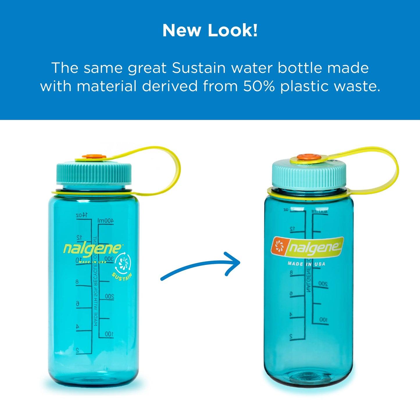 Nalgene Sustain Tritan BPA-Free Water Bottle Made with Material Derived From 50% Plastic Waste, 16 OZ, Wide Mouth (Aubergine Sustain )
