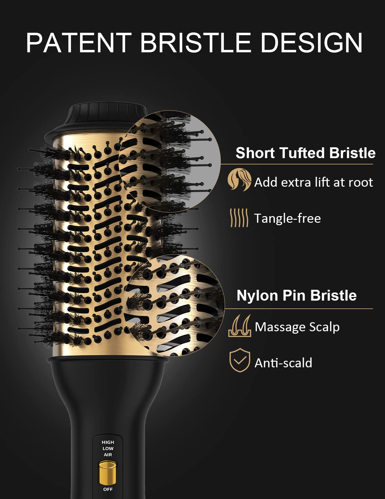 LANDOT Hair Blow Dryer Brush and Volumizer, One-Step Hot Air Brush for Drying, Straightening, Volumizing