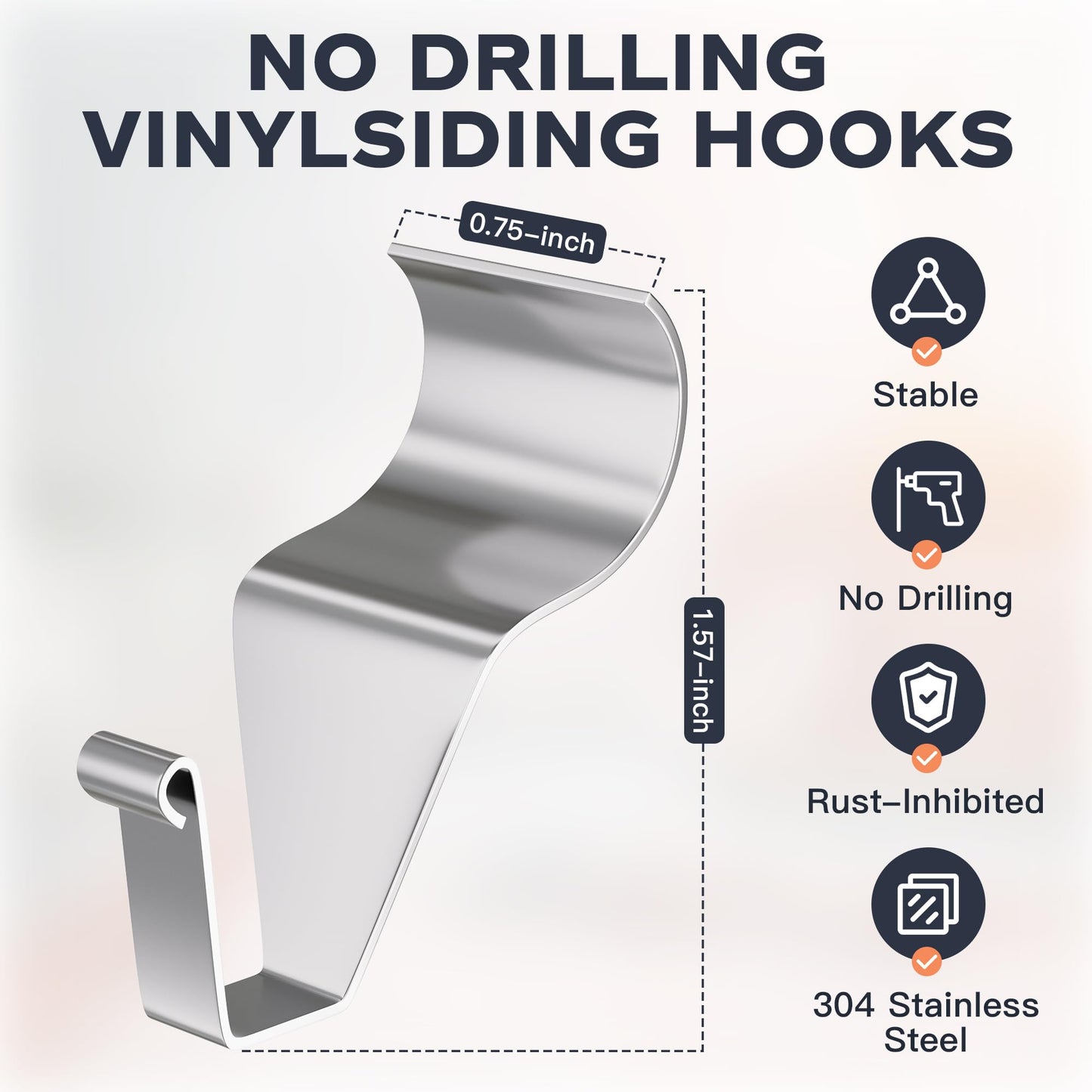 Cozcty Siding Hooks(12 Pack), No-Hole Needed Vinyl Siding Clips for Outdoor Decor, No Damage Sided Hooks to Home Security Camera, Metal Hanger Mounting for Hanging Holiday Decorations