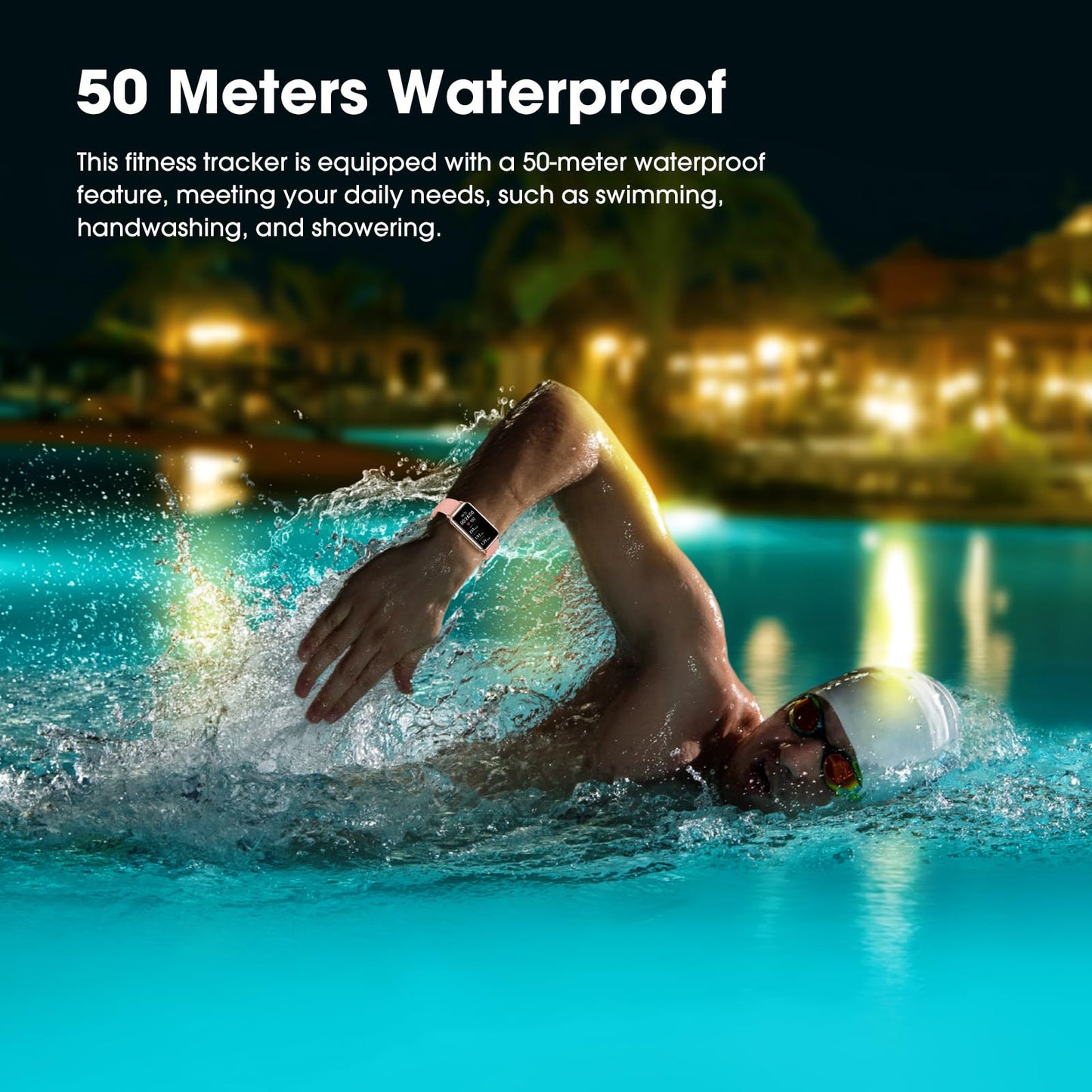 Long Battery Pedometer Watch 14 Days Battery Life, Slim Design No App/Phone Required Fitness Tracker, 50 Meters Waterproof Smart Watch, Heart Rate & Blood Oxygen Monitor Step Counter for Men Women