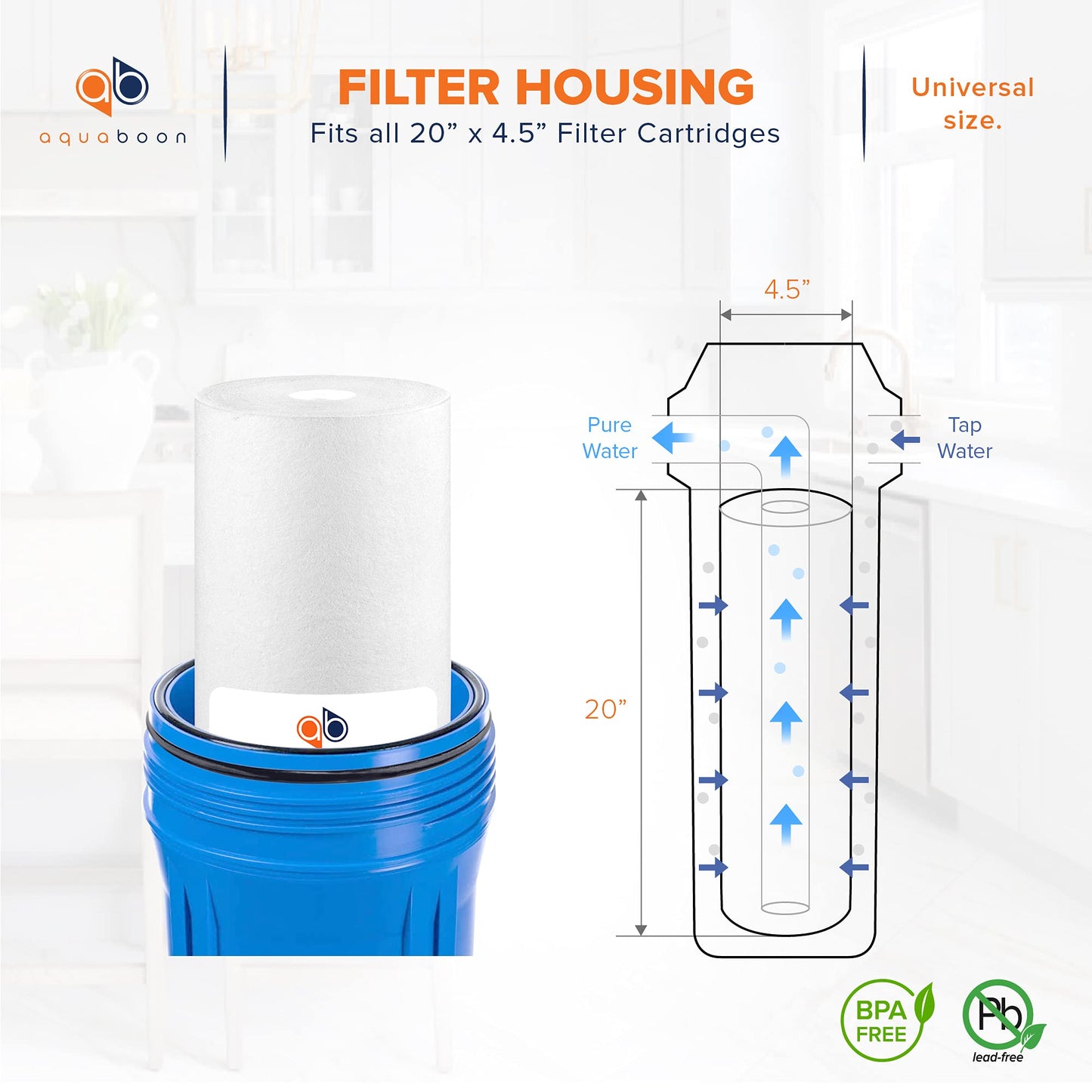 Aquaboon 1 Micron 20" Sediment Water Filter Replacement Cartridge | Whole House Sediment Filtration | Compatible with AP810-2, SDC-45-2005, FPMB5-20, P5-20, FP25B, 155358-43, 6 Pack