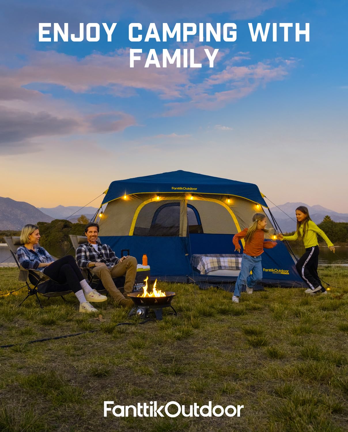 FanttikOutdoor Zeta C8 Pro Camping Tent 8 Person Instant Cabin Tent Setup in 60 Seconds with Rainfly & Windproof Portable with Carry Bag for Family Camping & Hiking, Upgraded Ventilation, Navy Blue