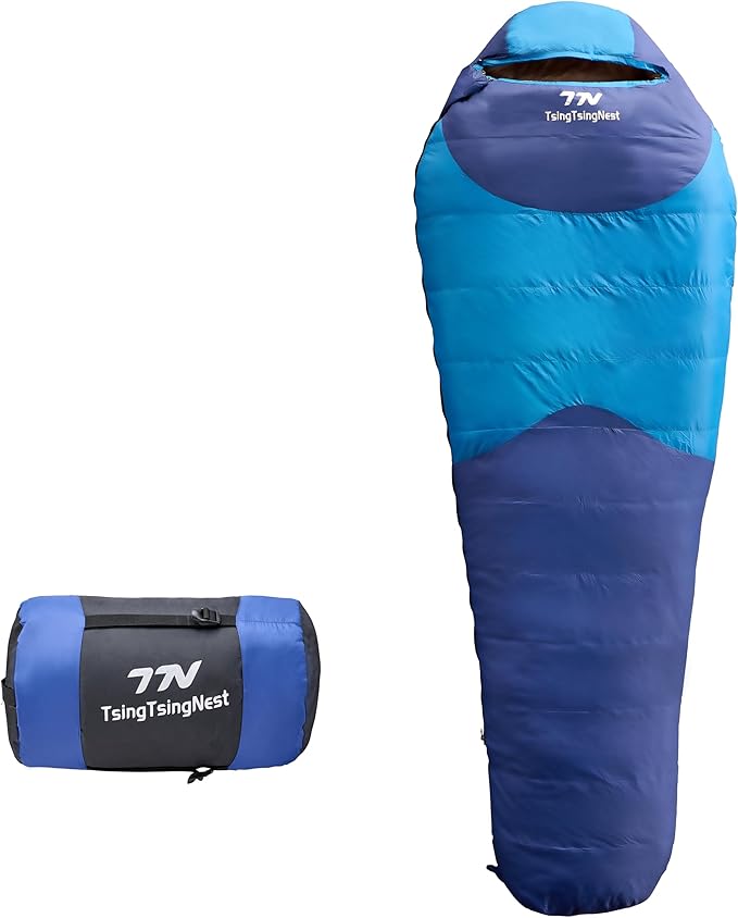 Backpacking Sleeping Bag 3 Season 20F Fill 21 Ounces of Duck Down 650Fill Power Duck Down Sleeping Bag Ultralight Camping Gear Equipment Traveling Campers and Outdoors
