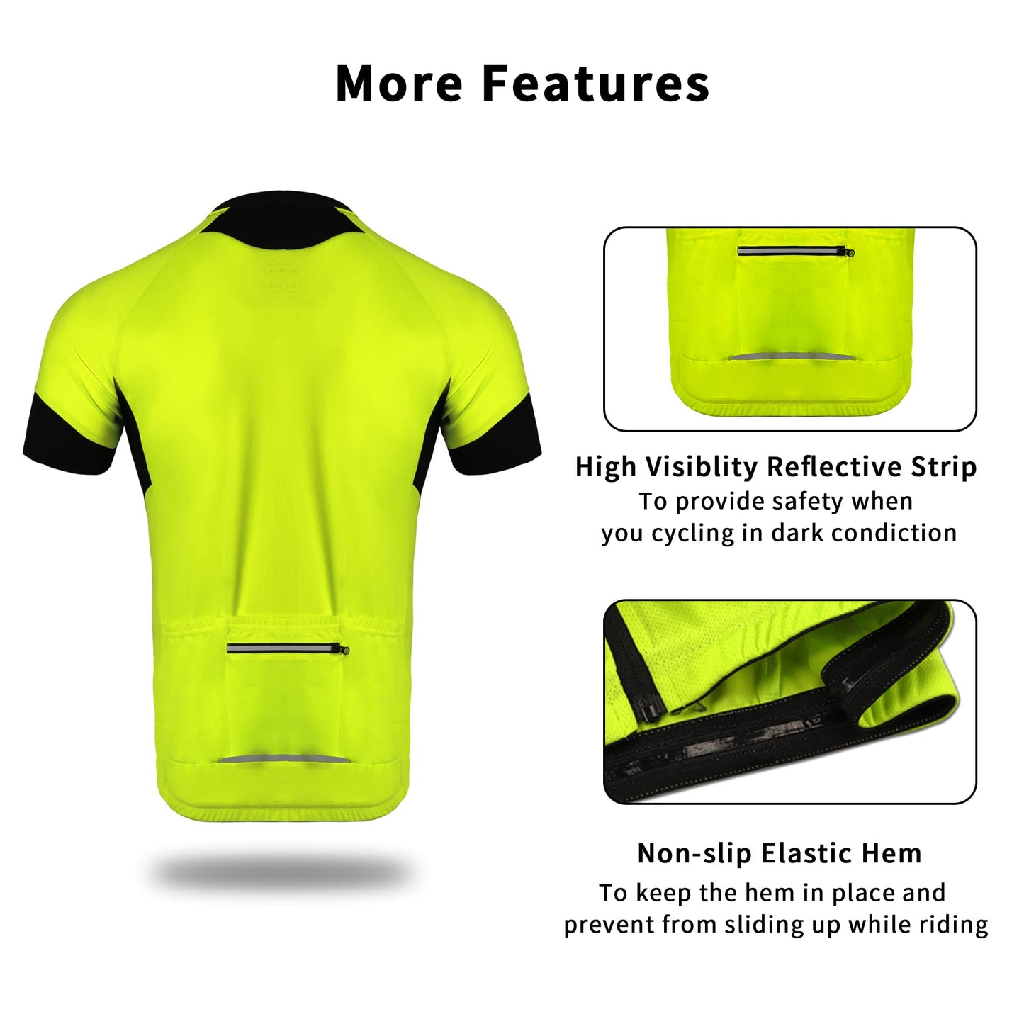 Dooy Cycling Jersey Mens Short Sleeve Bike Bicycle Shirts Biking Clothing Breathable Quick-Dry Shirt with Pockets(Yellow,Small)