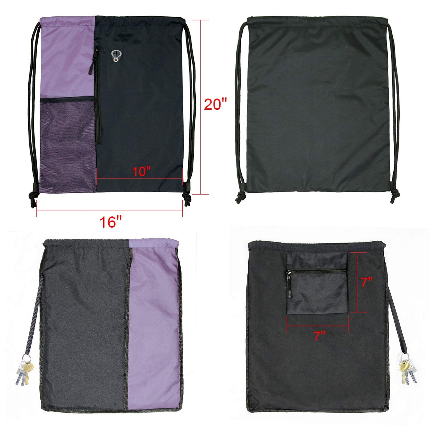 BeeGreen Lilac Drawstring Backpack Sports Gym String Backpack For Women Men Large Size Cinch Sack Workout Bag with Zipper and Water Bottle Mesh Pockets