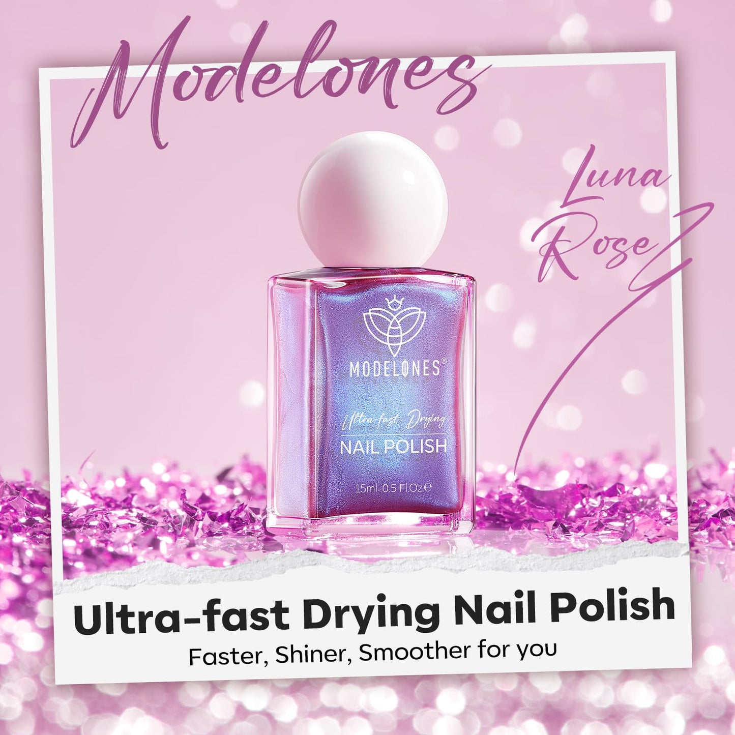 modelones Chrome Purple Nail Polish, 15 ml Quick Dry Nail Polish Mermaid Iridescent Shimmer Pearl Purple Nail Lacquer Long Last Shine Nail Art DIY Home Manicure Gift for Women Girls 0.5 Fl Oz