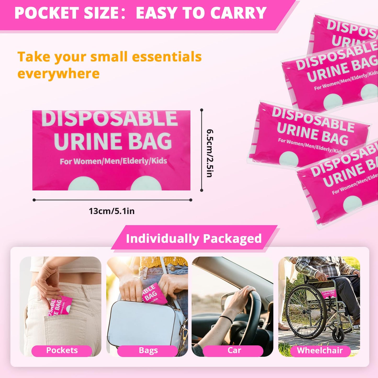 HOKINETY Disposable Urine Bag for Travel - 900ML Portable Pee Bags for Women Men 12 PCS Emergency Vomit Bags Unisex Toilet Urinal for Car Camping, Road Trip,Traffic Jams, Pregnant, Kids, Patient